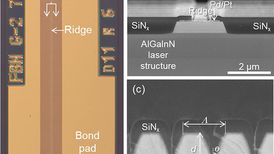 Microscopic and SEM images of an LD-DFB LD